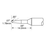 Metcal STTC-847 800 Series 60° Bevel Soldering Tip, 1.78 mm Drawing