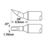 Metcal STTC-898 800 30° Bent Chisel Cartridge, 1.8 x 9.9mm Drawing