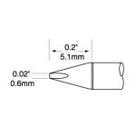 700 Series Ultrafine Chisel Solder Cartridge, 0.6 x 5.0mm