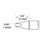 Metcal UFTC-7CH12-PK UltraFine Chisel Solder Cartridge, 1.2mm Drawing