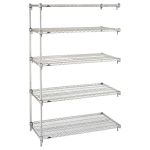 Metro 5AA437C Chrome Super Adjustable™ 5-Shelf Wire Shelving Add-On, 21" x 36" x 74"