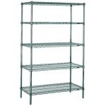 Complemento para estantería de rejilla verde Metroseal® con 5 estantes de rejilla Super Erecta®, 18" x 24" x 74" 