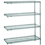 Complemento para estantería de rejilla verde Metroseal® con 4 estantes de rejilla Super Erecta®, 18" x 24" x 63"