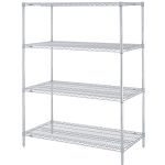 Estantería de rejilla cromada con 4 estantes de rejilla Super Erecta®, 18" x 24" x 63"