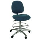 Industrial Seating Series 20M Bench Height ESD Chair with Medium Waterfall Seat & Polished Aluminum Base, Conductive Fabric