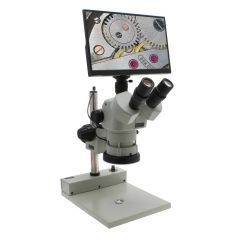 Aven Tools 26800B-385 Stereo Zoom Trinocular Microscope with Post Stand, Mighty Cam Eidos USB 6M Camera & Monitor