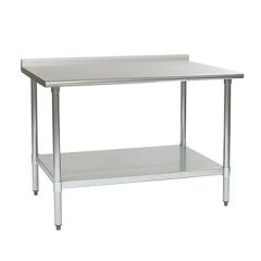 Eagle Worktable, 16 ga. 430 Stainless Steel, 4.5" Backsplash, Galvanized Shelf Base 24"x48" 