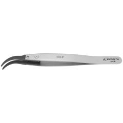 Excelta 759D-RT &#9733;&#9733;&#9733; ESD-Safe Neverust&reg; Stainless Steel Tweezers with Replaceable Carbofib&trade;, 40&deg; Curved, Pointed Tips