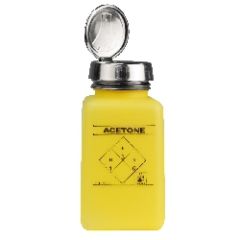 Menda 35277 Yellow HDPE One-Touch DurAstatic&trade; SQ "Acetone" Printed Bottle, 6oz.