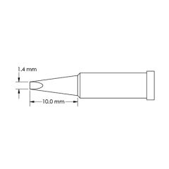 Metcal GT4-CH0014S 40&deg; Chisel Soldering Tip, 1.4 x 10mm