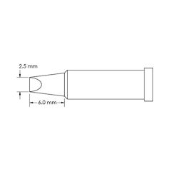 Metcal GT4-CH0025P 60&deg; Power Chisel Soldering Tip, 2.5 x 6.0mm
