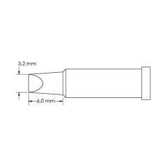 Metcal GT4-CH0032P 60&deg; Power Chisel Soldering Tip, 3.2 x 6.0mm