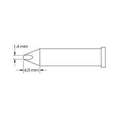 Power 60&deg; Chisel Solder Tip, 1.4 x 6.0mm