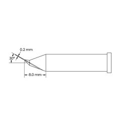 30&deg; Bent Conical Solder Tip, 0.2 x 8.0mm