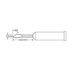 45&deg; Knife Solder Tip, 2.5 x 16mm