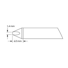 Power 60&deg; Chisel Solder Cartridge, 1.0 x 6.0mm