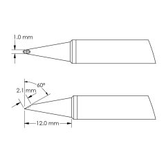 Beveled 60&deg; x 2.1mm Concave Hoof Rework Cartridge, 1.0 x 12mm