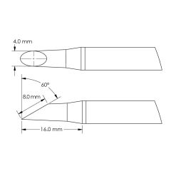 Beveled 60&deg; x 8.0mm Hoof Rework Cartridge, 4.0 x 16mm