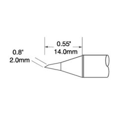 Drag Hoof Rework Solder Tip, 2.0mm