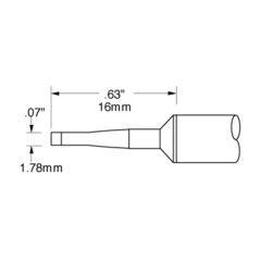 Metcal SSC-642A 60&deg; Long Reach Chisel Solder Cartridge, 1.78mm Drawing