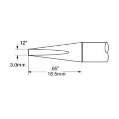 Metcal SSC-746A Long Reach Chisel Solder Cartridge, 3.0mm Drawing