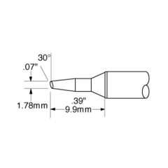 Metcal STTC-135 30&deg; Beveled Solder Cartridge, 1.78mm Drawing