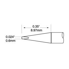 700 Series Ultrafine Long Chisel Solder Cartridge, 0.6 x 9.0mm