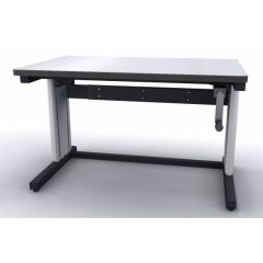 Production Basics 2000 Easy-Lift Dual Leg Standard Laminate Hand-Crank Lift Workstation, 30" x 48"