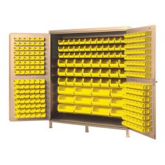 Quantum All-Welded Beige Storage Cabinet with 136 Bins, 24" x 72" x 84"