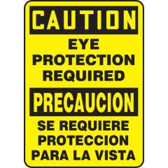 "EYE PROTECTION REQUIRED" OSHA Caution English/Spanish Sign, 10" x 14"