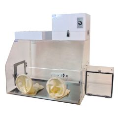 Laboratory Filtered Containment Glove Box, Single User, Clear Acrylic/Static Dissipative Acrylic
