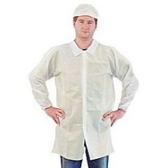 Keystone LC0-WE-NW Polypropylene Disposable Lab Coats, White