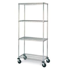 Olympic MJ2448-63UC Chrome Stem Caster Cart with 4 Wire Shelves, 24" x 48" x 63"