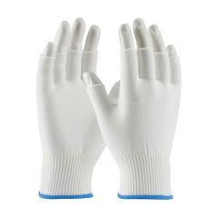 PIP 40-732 CleanTeam® Uncoated Medium Weight Seamless Knit Nylon Clean Environment Half-Finger Gloves, 13-Gauge, White (Case of 300)