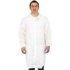 Safety Zone DLWH-NP Polypropylene Disposable Frocks, White