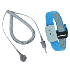 SCS 2369  Adjustable Blue Elastic Dual Conductor Wrist Strap with 3.4mm Plug & 5' Coil Cord