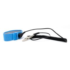 StatPro SP1002 Adjustable Blue Elastic Wrist Strap with 4mm Snap & 6' Coil Cord