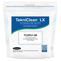 Teknipure TC2PU1-99 TekniClean™ LX Polyester Knit Cleanroom Wipes, 9" x 9" (Bag of 100)