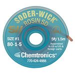 Chemtronics 80-1-5 Soder-Wick Rosin Desoldering Braid, White, 0.030