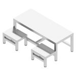 CleanPro® 32" x 48" Electropolished Stainless Steel Side-by-Side Dual-Level Gowning Bench with Solid Top