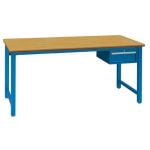 Lista XSAP22-72BT 30" x 72" Technical Bench with Butcher Block Work Surface & Hanging Drawer Bright Blue